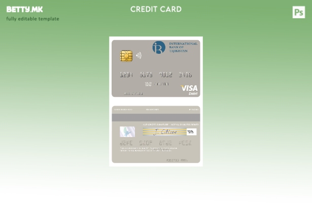 Шаблон за дебитна картичка за виза во Таџикистан IBT во модерен стил